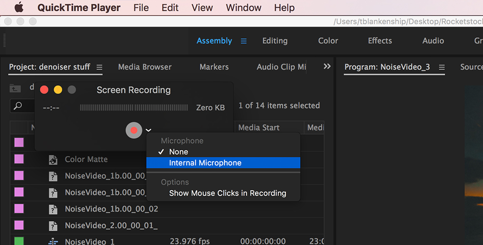 quicktime for mac record video streaming with sound
